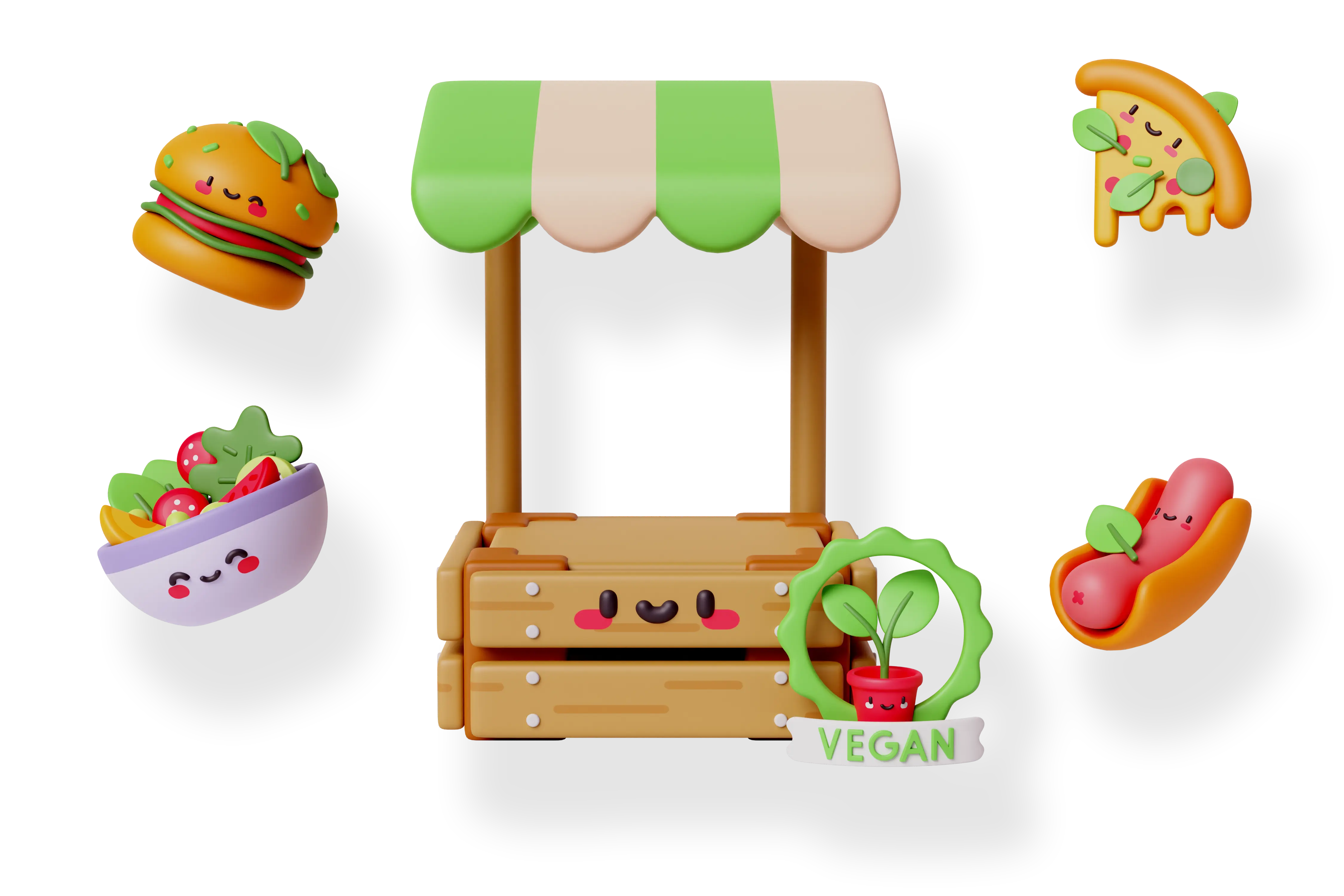 3D model of a dining table representing restaurant environment